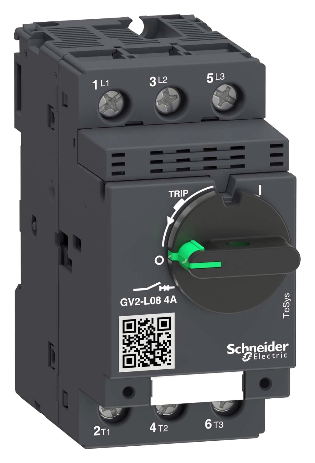 GV2L08 THERMOMAGNETIC CKT BREAKER, 3P, 4A SCHNEIDER ELECTRIC