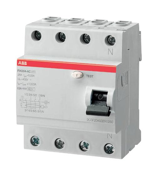 2CSF204006R1250 FH204AC-25/0.03 4P RCD 25A 30MA ABB