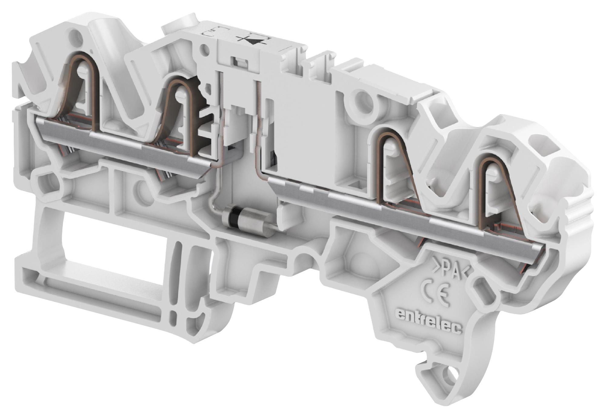 1SNK705711R0000 TERMINAL BLOCK, DINRAIL, 4POS, 12AWG ENTRELEC - TE CONNECTIVITY