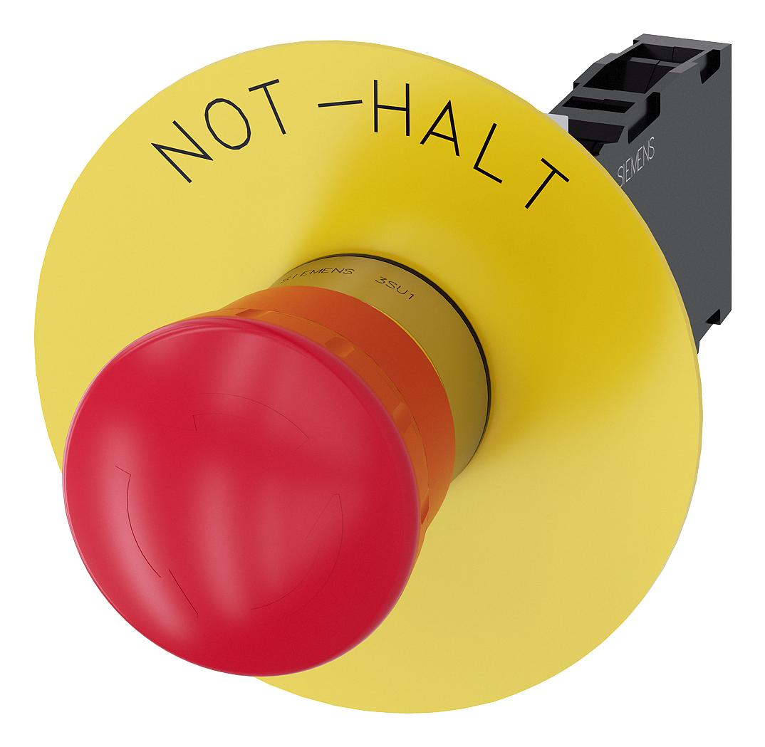 3SU1150-1HB20-1FH0 E-STOP SWITCH, SPST-NC/NO, 10A, 500V SIEMENS