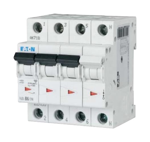 FAZ6-C25/3N MINIATURE CKT BREAKER, 3P+N, 25A, 230VAC EATON MOELLER