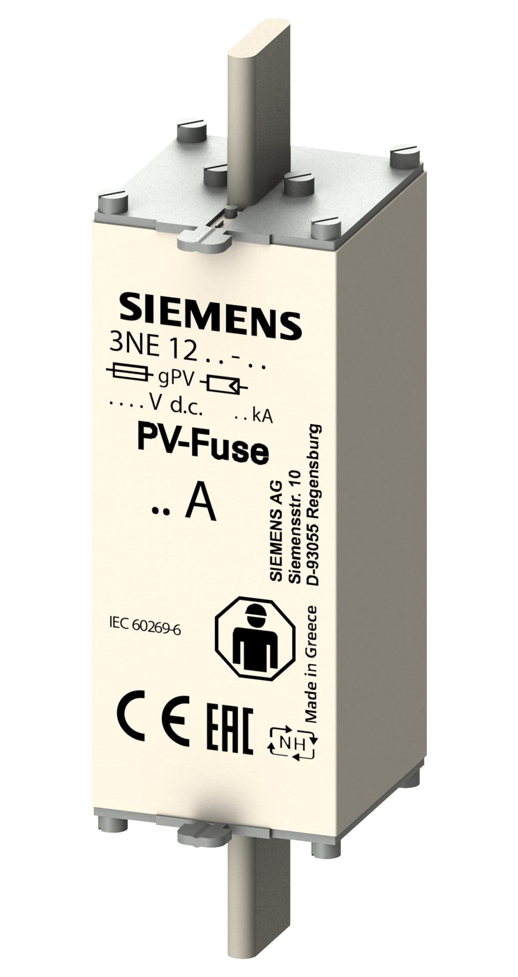 3NE1222-5E HRC FUSE, BLADE TAG, 125A, 1.5KVDC SIEMENS