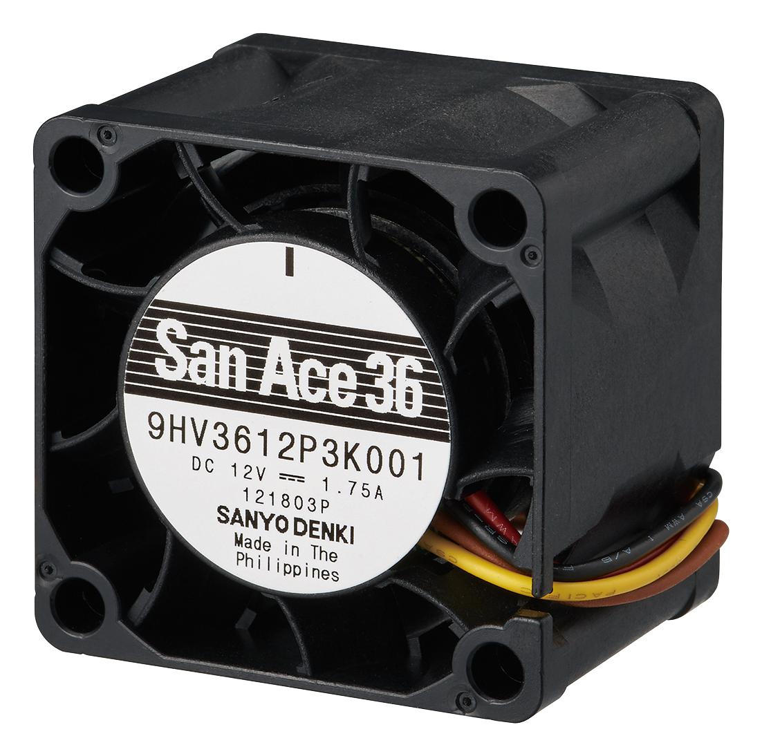 9HV3612P3K001 AXIAL FAN, 36MM, 12VDC, 25.4CFM, 67DBA SANYO DENKI