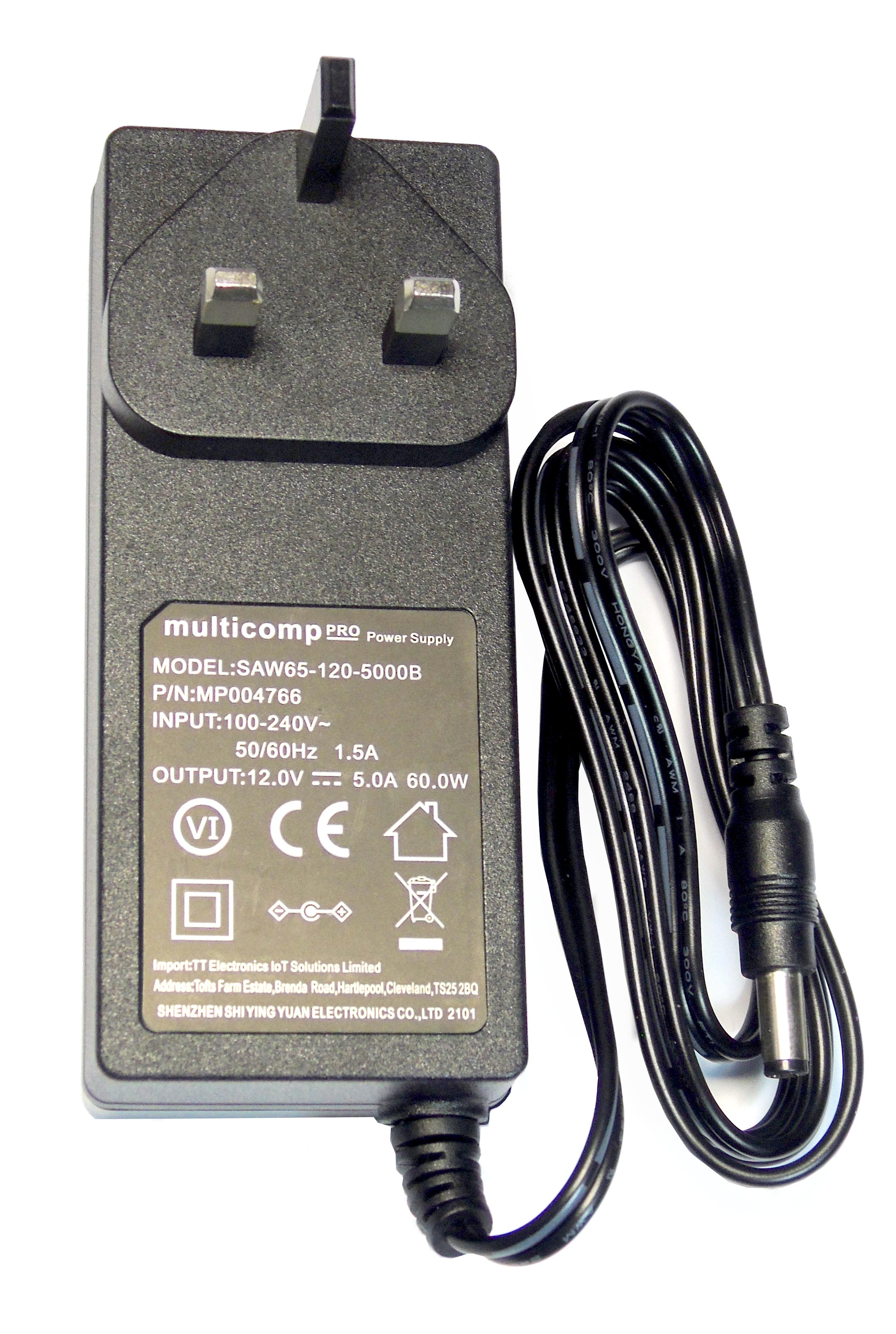 MP004766 ADAPTER, AC-DC, 12V, 5A MULTICOMP PRO