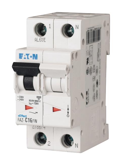 FAZ-B6/1N MCB, 6A, B-TYPE, SP+N, 15KA EATON MOELLER