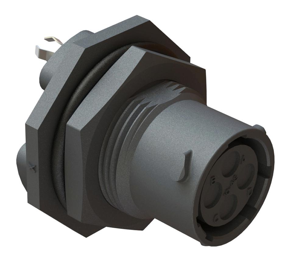 RTS710ND4S0332 CIRCULAR CONNECTOR, 4POS, RCPT, JAM NUT AMPHENOL SINE/TUCHEL