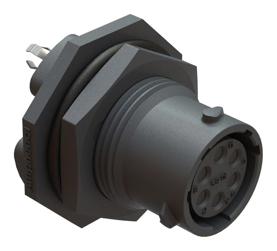 RTS710ND6S0332 CIRCULAR CONNECTOR, 6POS, RCPT, JAM NUT AMPHENOL SINE/TUCHEL