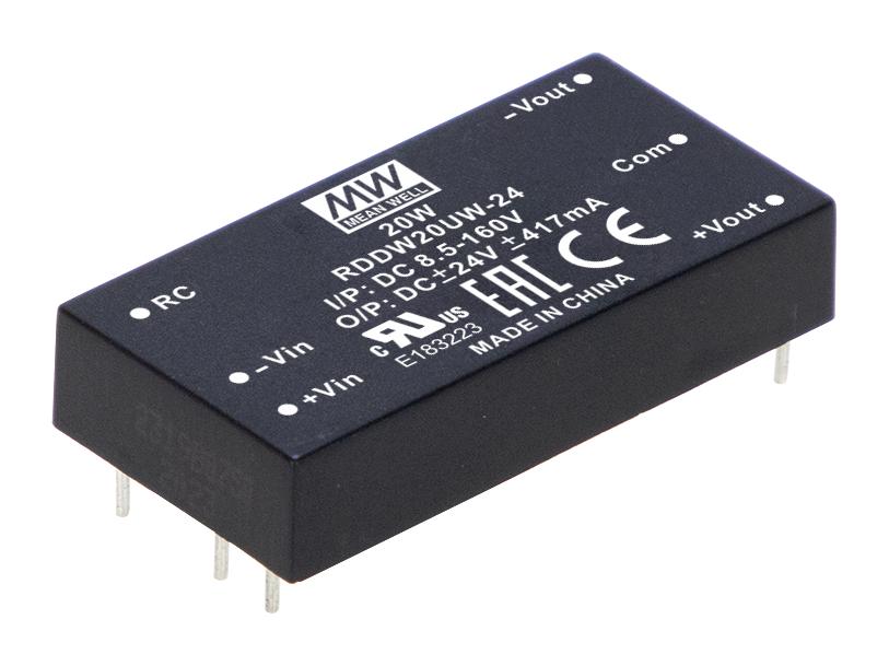 RDDW20UW-15 DC-DC CONVERTER, 2 O/P, 20W MEAN WELL