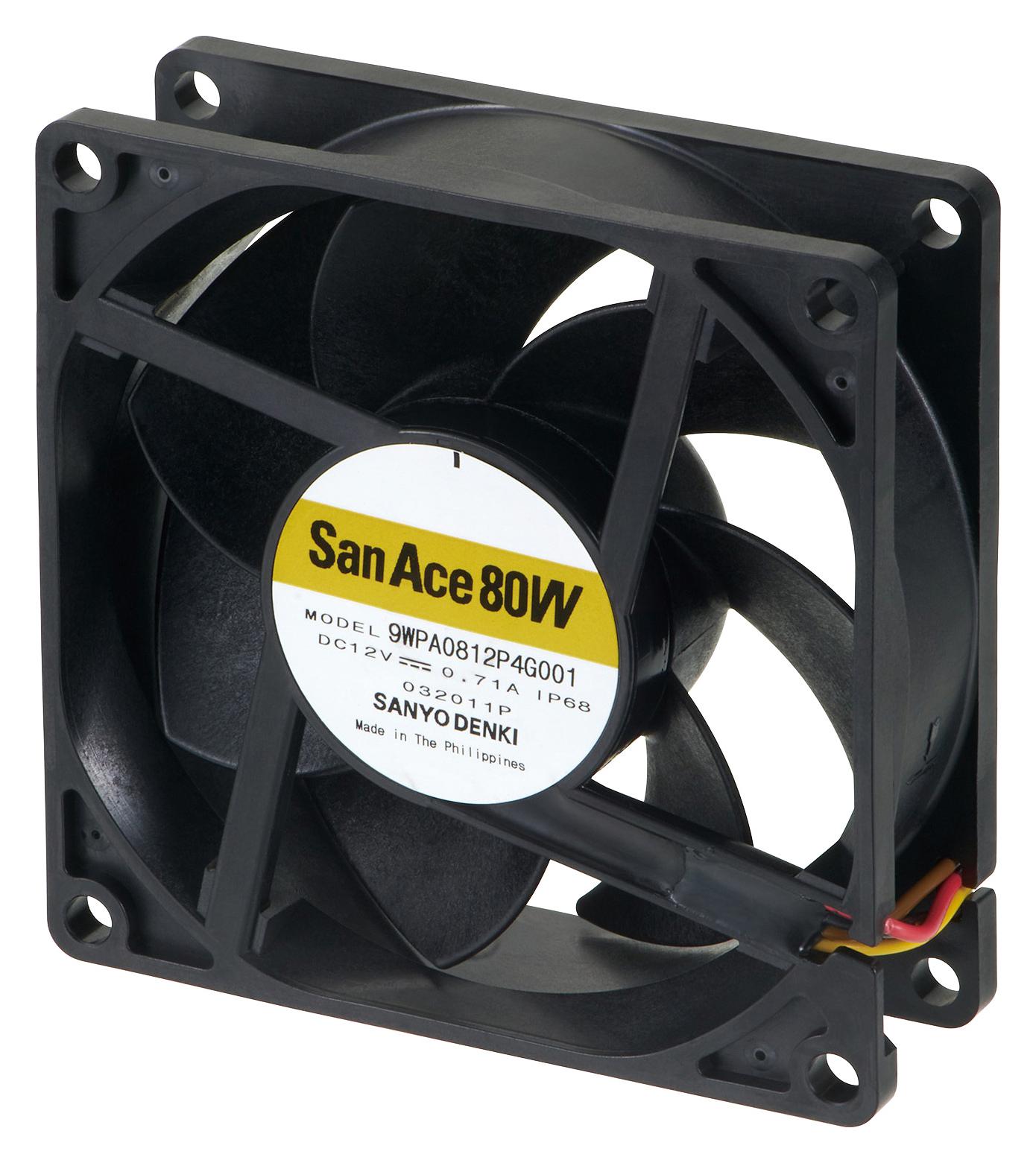 9WPA0824P4G001 AXIAL FAN, 81.9CFM, 54DBA, 8.64W, 24VDC SANYO DENKI