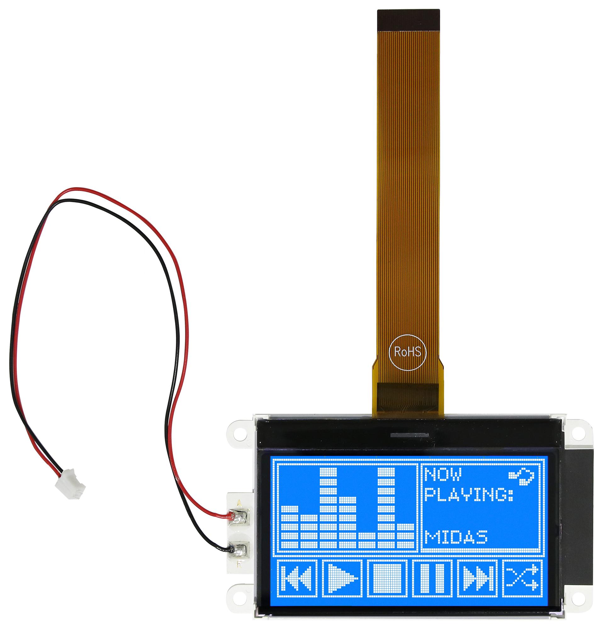 MDCOG128064C6W-BNMLW LCD GRAPHIC DISPLAY, TRANSMISSIVE, STN MIDAS