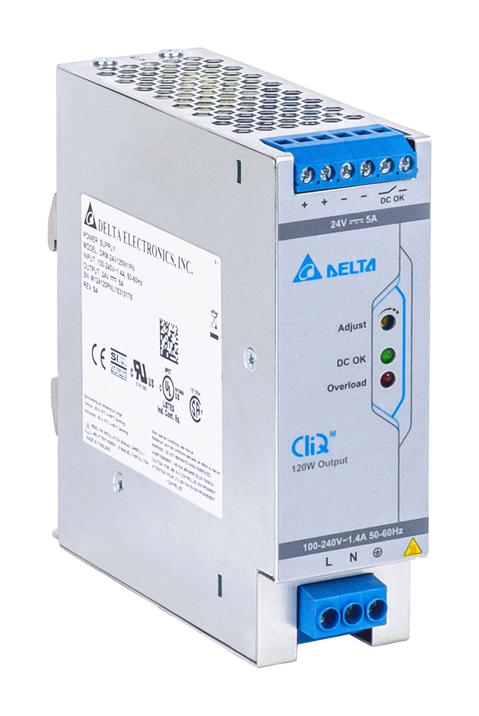 DRM-24V120W1PN POWER SUPPLY, AC-DC, 24V, 5A DELTA ELECTRONICS / POWER