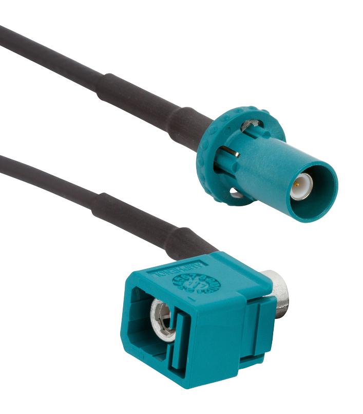 095FJZFPZAH-012 RF COAX CABLE, FAKRA R/A JACK-PLUG, 12" AMPHENOL RF