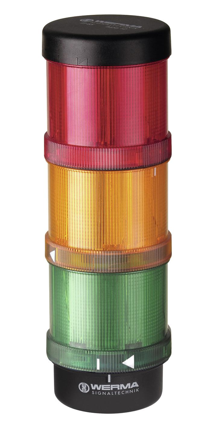 64900001 SIGNAL TOWER, RGY, 3-STACK, 24V, SPRING WERMA