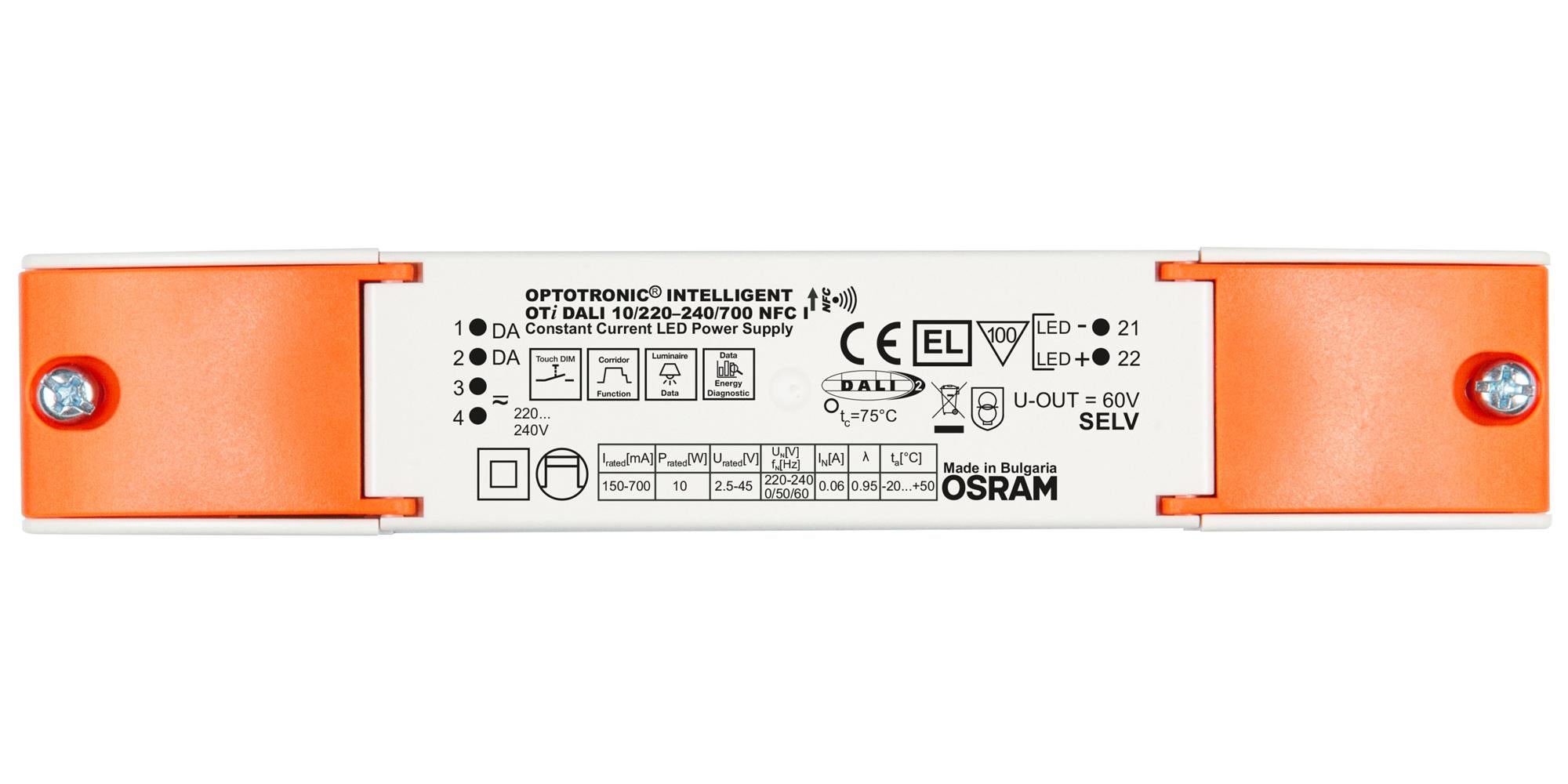 OTI-DALI-10/220-240/700-NFC-I LED DRIVER, CONSTANT CURRENT, 10W OSRAM