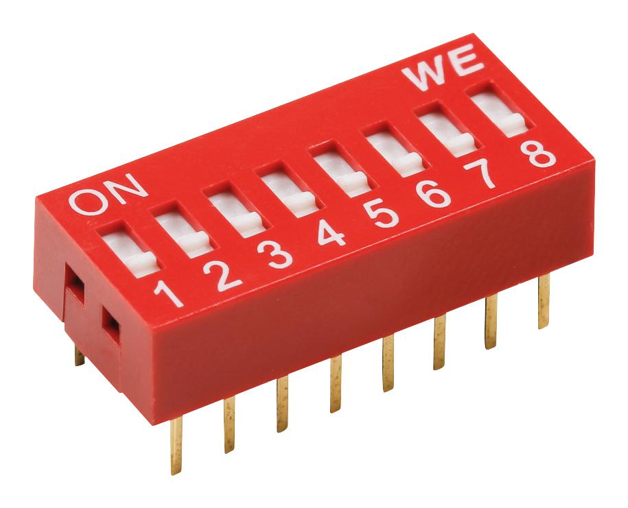 418117170904 DIP SWITCH, 0.025A, 24VDC, 4 POS, THT WURTH ELEKTRONIK