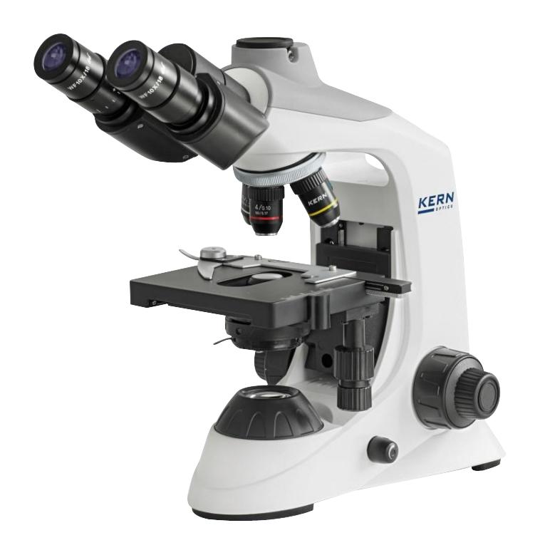 OBE 124 MICROSCOPE, TRINOCULAR, 4X/10X/40X, 75MM KERN