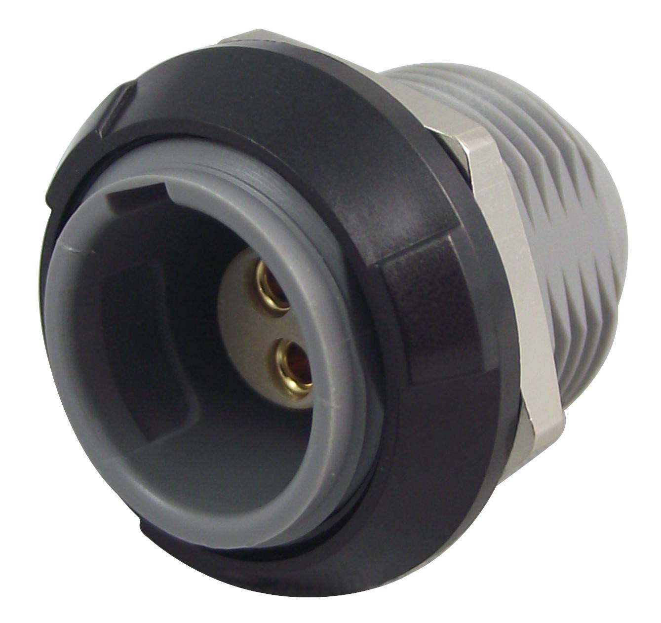 PKG.M0.2GL.LN SOCKET, PANEL MOUNT, BLACK, 2WAY REDEL