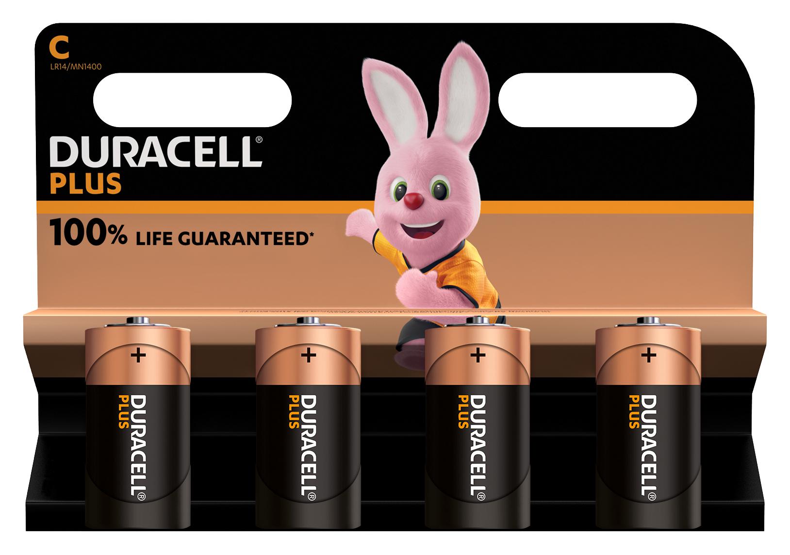 MN1400 P4 +/PWR BATTERY, ALKALINE, 1.5V, C, PK4 DURACELL