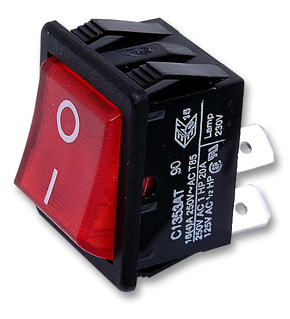 C1353ATNAN SWITCH, DPST, RED I/O, 16A, 250V ARCOLECTRIC (BULGIN LIMITED)