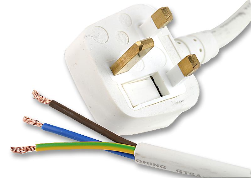 PE01026 LEAD UK PLUG-BARE END WHT 1.5MM 5M PRO ELEC