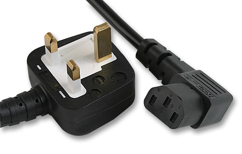 PE01073 LEAD UK PLUG - R.A IEC C13 SKT BLK 5A 2M PRO ELEC