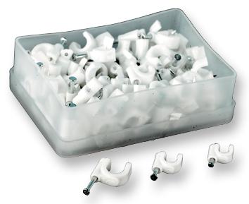 ROUND 5.0MM WHITE CABLE CLIP, POLYETHYLENE, 5MM, WHITE PRO POWER