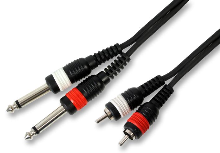 PLS00188 LEAD, 2X 6.35MM JACK TO 2X PHONO, 1.5M PULSE
