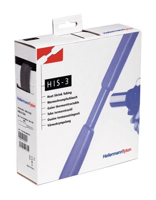 300-30480 HEATSHRINK, 4.8MM, BLACK, 10M HELLERMANNTYTON