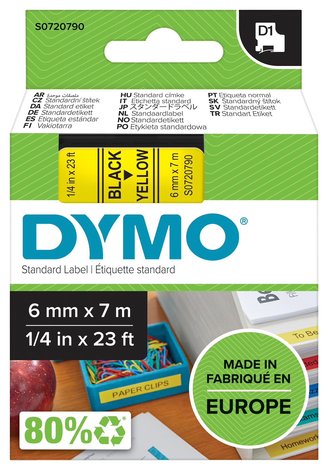 43618 TAPE, BLACK/YELLOW, 6MM DYMO