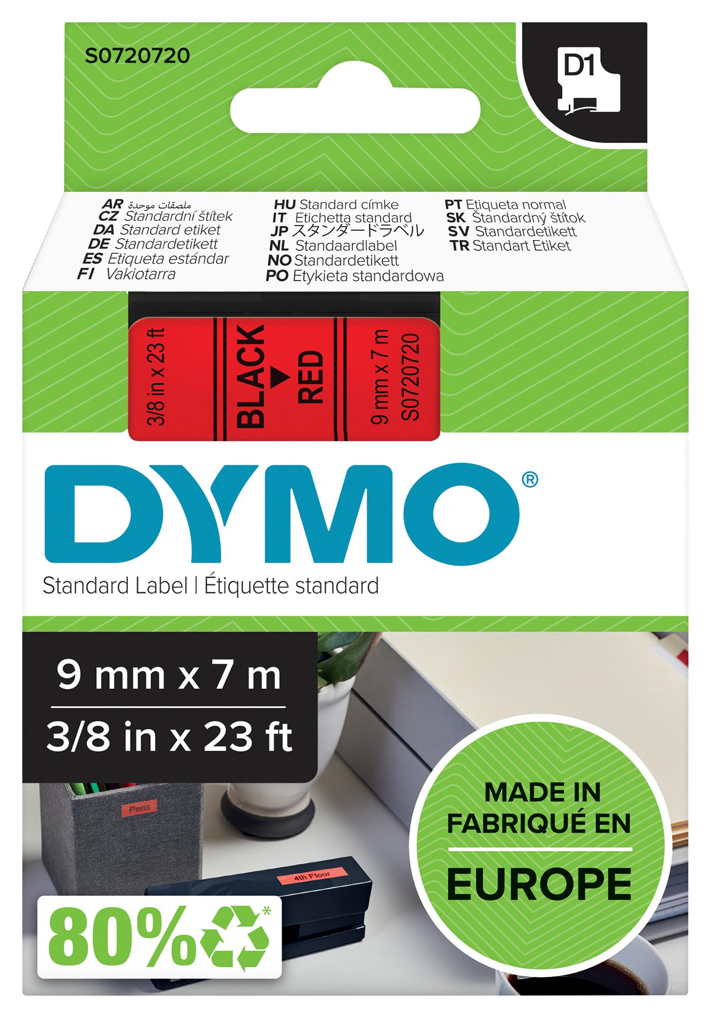 40917 TAPE, BLACK/RED, 9MM DYMO