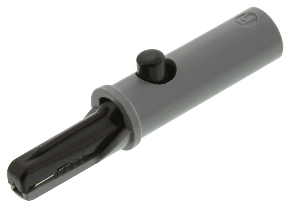 930126100 CROCODILE CLIP, 6MM, GREY/BLACK, 6A HIRSCHMANN TEST AND MEASUREMENT