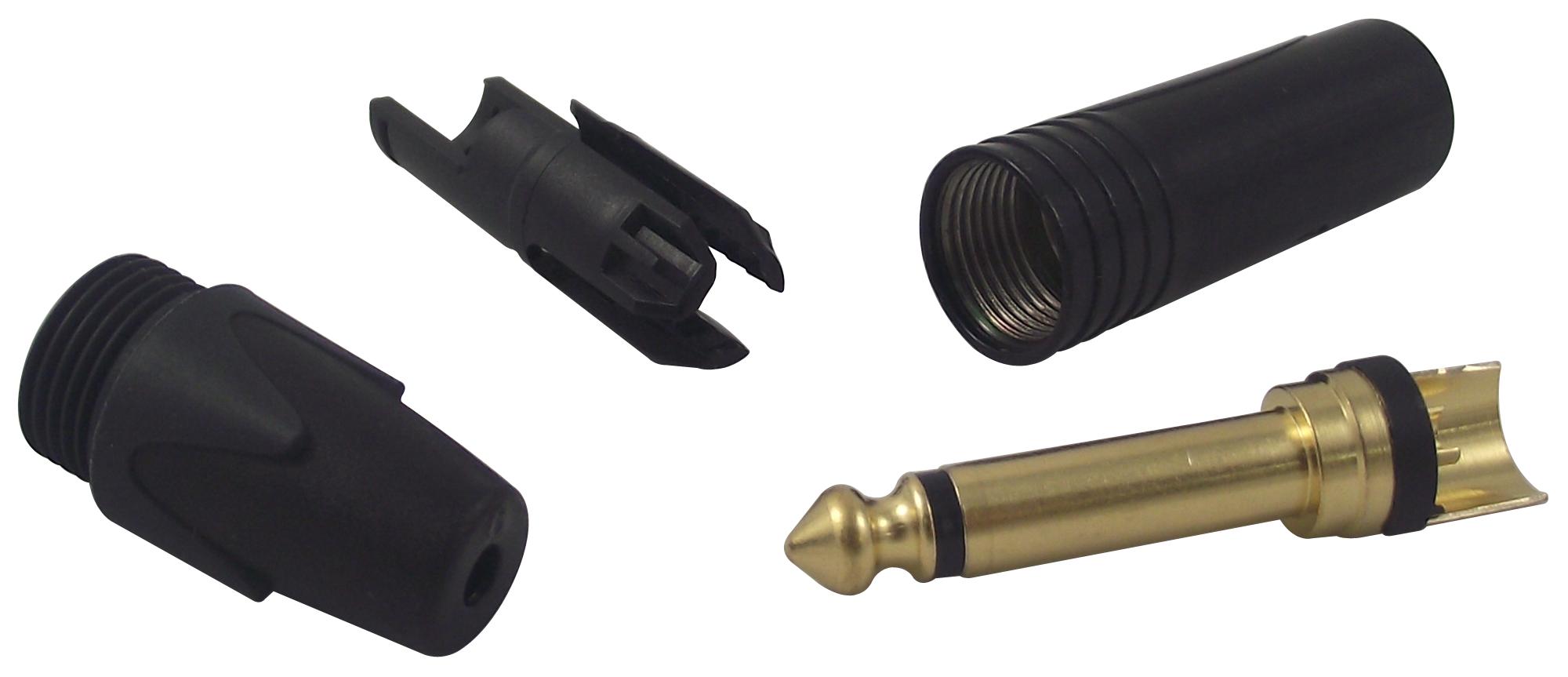 NP2X-B PLUG, 6.35MM, BLACK/GOLD, 2POLE NEUTRIK