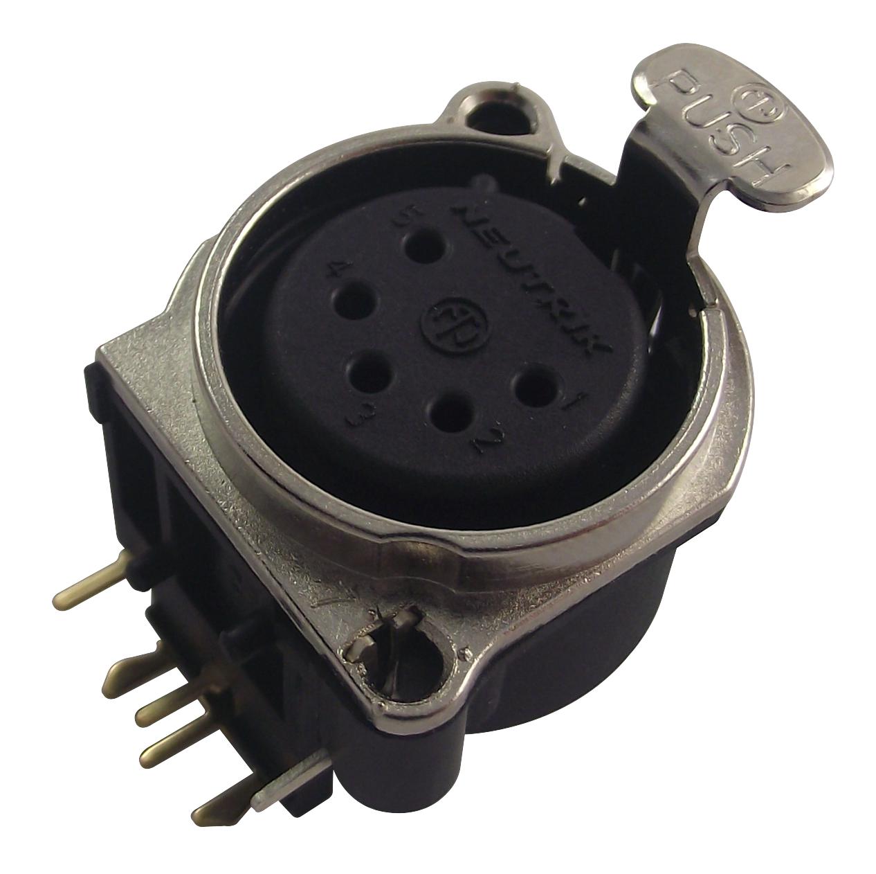 NC5FBH SOCKET, XLR, PANEL, PCB, 90DEG, 5POLE NEUTRIK