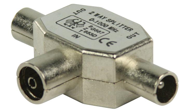 CSGP40950ME SPLITTER COAX SKT- 2X COAX PLUG METAL VALUELINE