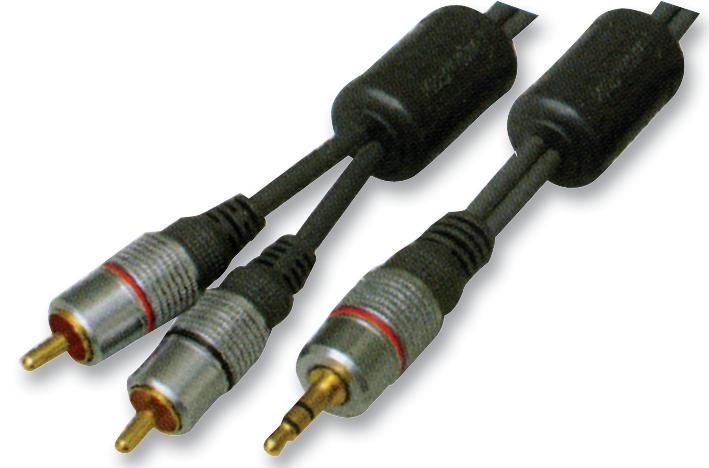 PSG02867 LEAD, 3.5MM JACK TO 2X PHONO, 5M PRO SIGNAL