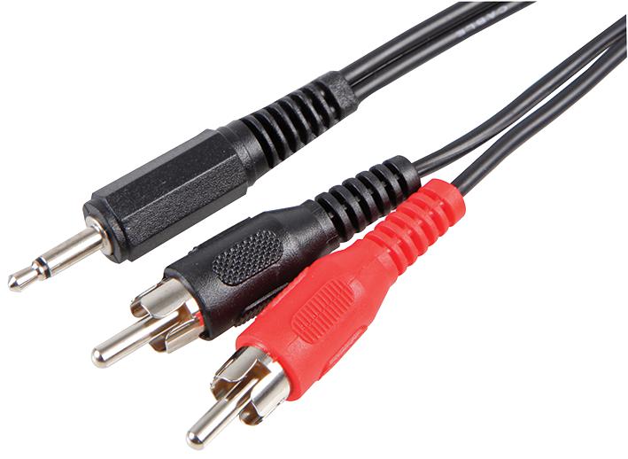 PSG00204 MONO 3.5MM JACK TO 2X PHONO PL - 1M PRO SIGNAL