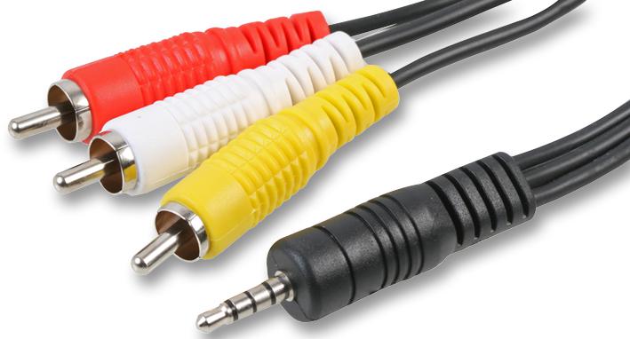 PSG03065 LEAD 4 POLE 3.5MM PLUG TO 3X PHONO 0.25M PRO SIGNAL