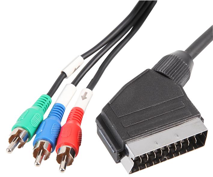 PSG00931 SCART TO 3X PHONO PLUGS, OUT 1.5M PRO SIGNAL
