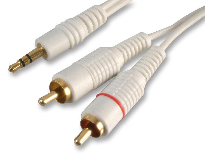 PSG02890 LEAD, 3.5 P TO 2X PHONO, WHITE, 2M PRO SIGNAL