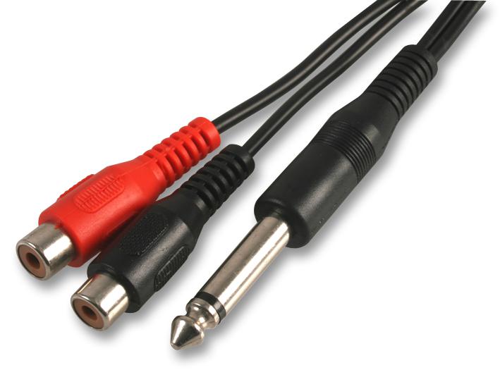 PSG03266 6.35MM 2P PLUG TO 2X PHONO SKT, 0.5M PRO SIGNAL