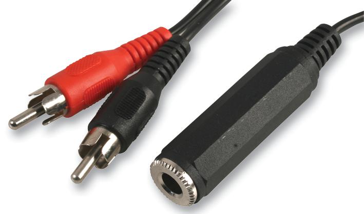 PSG03268 6.35MM 2P SKT TO X PHONO PLUGS, 0.2M PRO SIGNAL