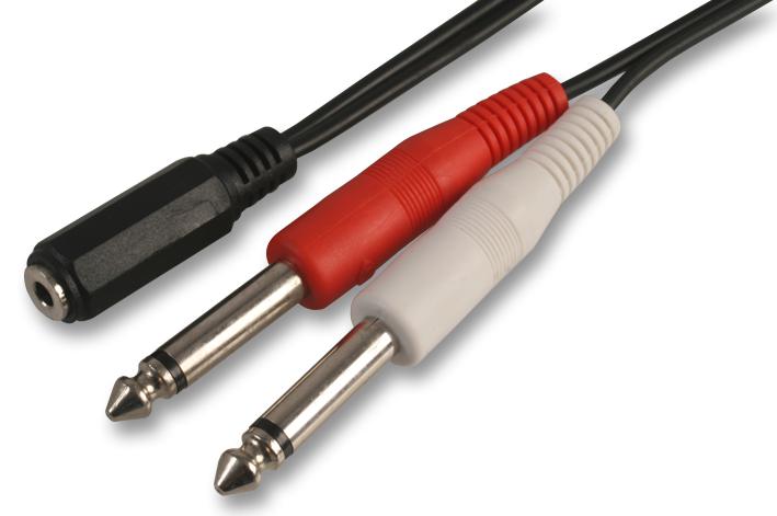 PSG03289 3.5MM ST SKT TO 2X 2P 6.35MM PL, 0.15M PRO SIGNAL