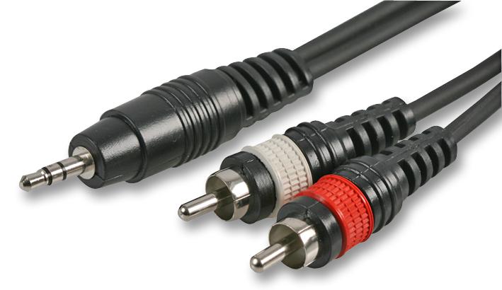 PLS00180 3.5MM ST JACK TO 2X PHONO LEAD, 3M PULSE