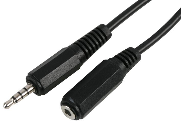 PSG03709 3.5MM JACK 4P SOCKET TO PLUG LEAD, 3M PRO SIGNAL