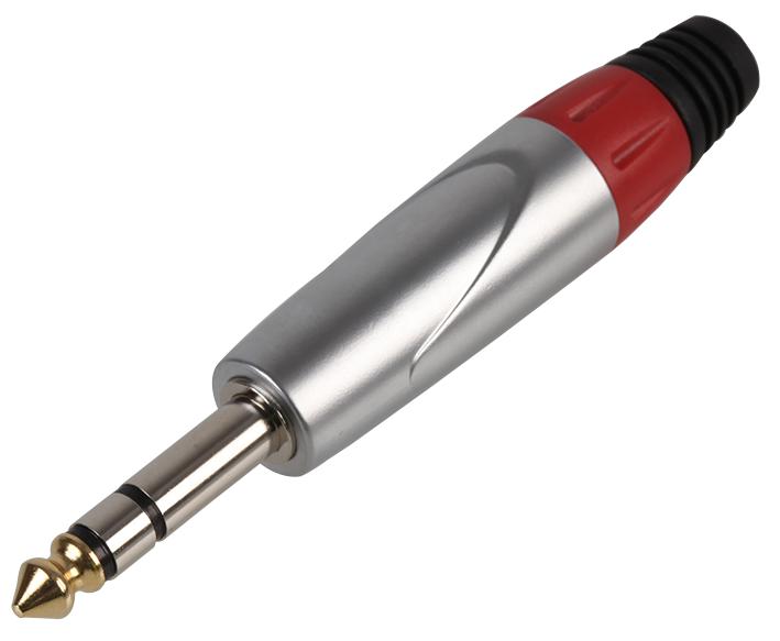 PLS000456 6.35MM JACK PLUG, SILVER/RED, 3P PULSE