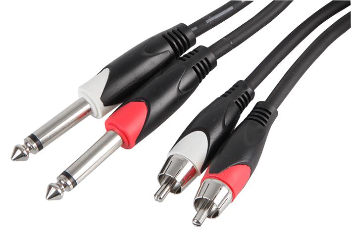 PLS000497 LEAD, 2X PHONO PLUGS TO 2X 6.35MM 2P, 2M PULSE