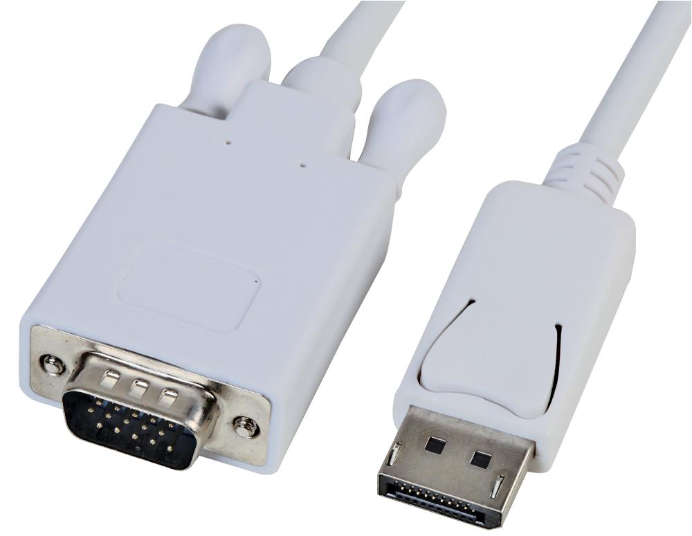 PSG04057 LEAD DP MALE TO VGA MALE 3M, WHITE PRO SIGNAL