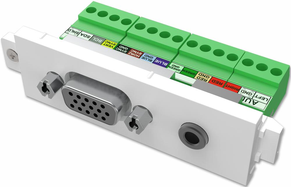 TC3 VGAF3.5MM WALL PLATE, VGA/3.5MM MODULE VISION AV