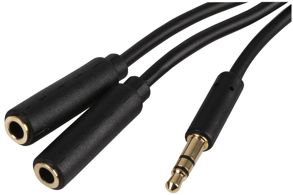 PSG3103-1.5M 3.5MM STEREO JACK TO 2X SKT 1.5M BLK PRO SIGNAL