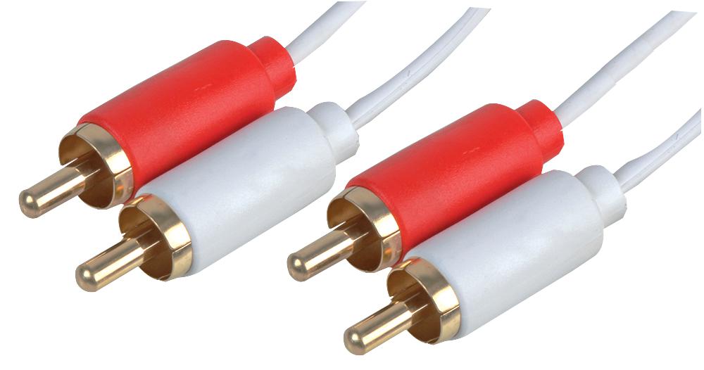 PSG3143-1.5M 2X PHONO PLUG TO PLUG LEAD 1.5M WHITE PRO SIGNAL